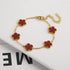 Adjustable Gold-Plated Stainless Steel Plant Flower Bracelet for Women – Trendy Clover Design with Five Leaf Petals, Waterproof & Anti-Allergic Jewelry Gift